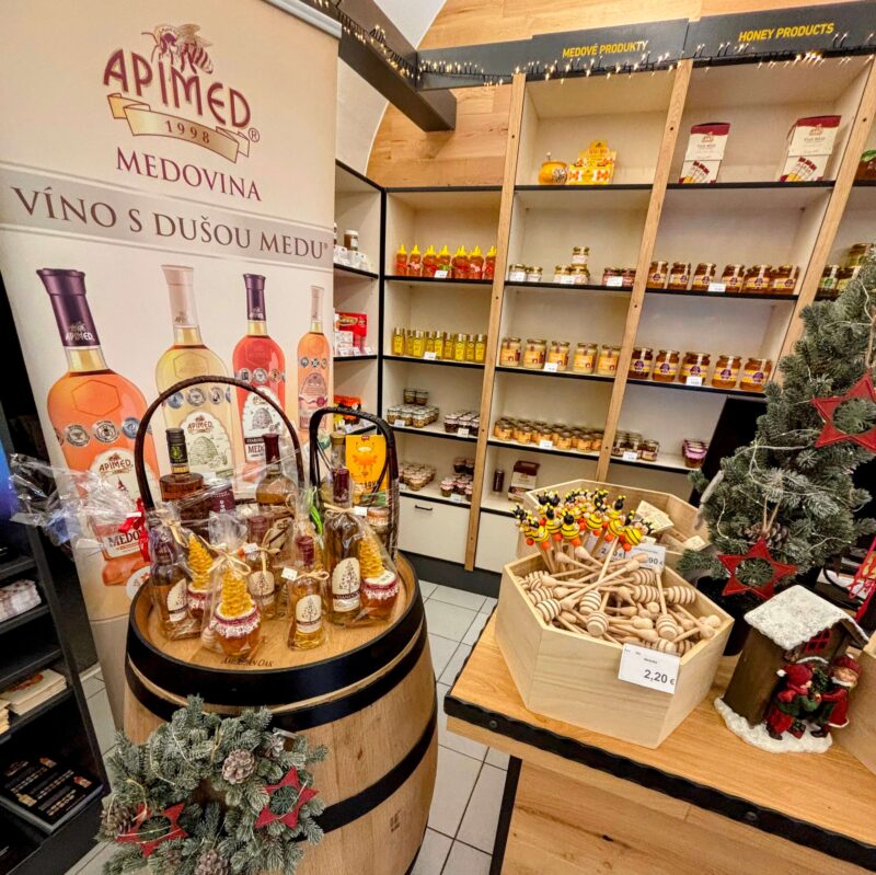 Interior of APIMED Honey shop, where takes place the Bratislava Mead & Honey Tasting