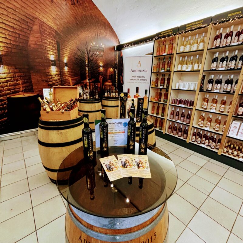 Interior of APIMED Honey shop, where takes place the Bratislava Mead & Honey Tasting