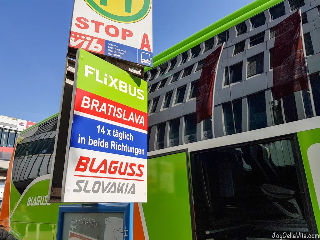 Day trip from Vienna to Bratislava, Erdberg bus stop of FLIXBUS