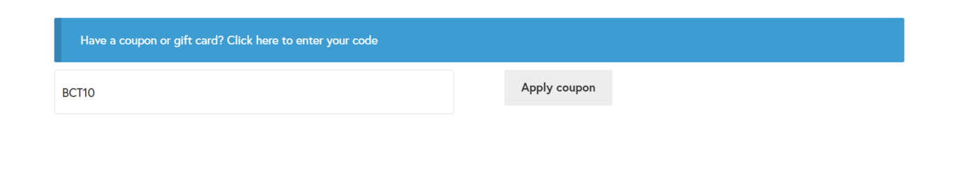 Coupon and gift card discount field on the bratislavacitytours.sk checkout page — enter promotional code to get a discount on your Vienna Airport to Bratislava transfer booking