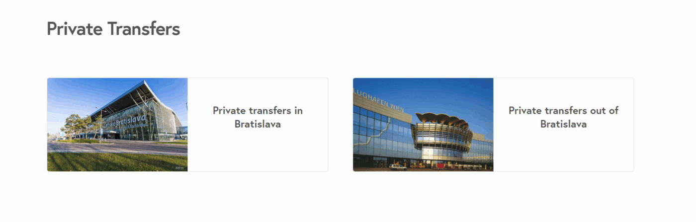 Private Transfers from bratislavacitytours.sk — private transfers 
in Bratislava (M.R. Štefánik Airport) and private transfers out of 
Bratislava including Vienna Airport (Flughafen Wien)