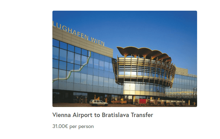 Vienna Airport to Bratislava Transfer — private car service from 
Flughafen Wien (VIE) to Bratislava from €31.00 per person | 
bratislavacitytours.sk
